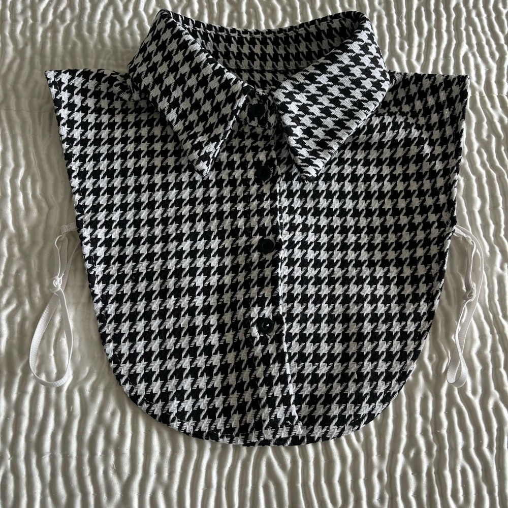 Black & White Houndstooth Women's Detachable Shirt Collar